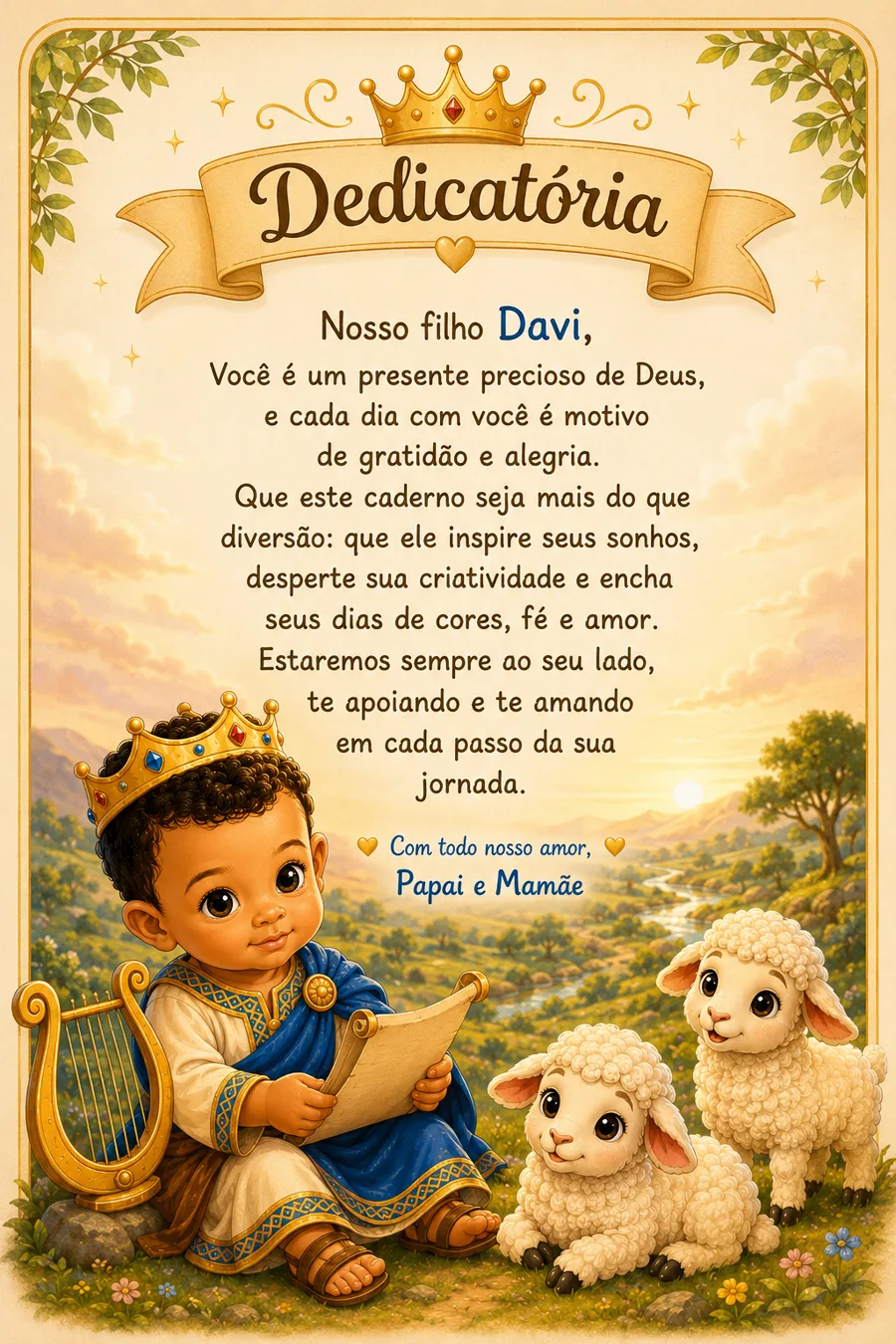 Dedicatória personalizada — tema Safari (Davi)